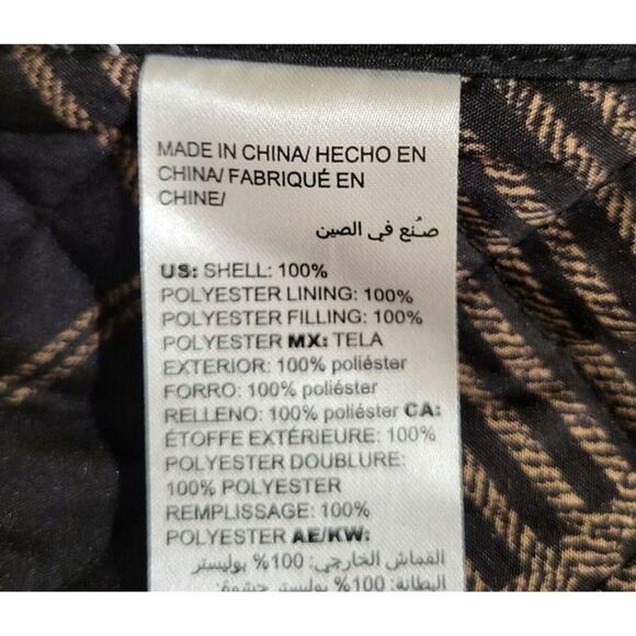 Chico's  Black X-Small Quilted Jacket Plaid Lining Collared Buttons Lightweight - Picture 14 of 15